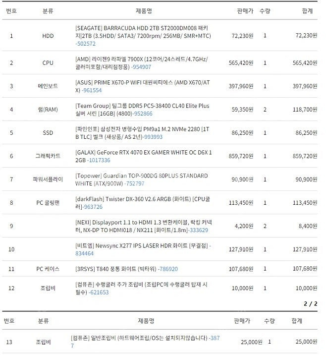 올화이트 게이밍 데스크탑 rtx4070 7900x 무선...--1