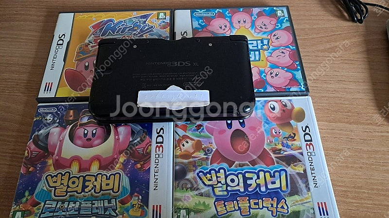 닌텐도 3ds XL 블랙 + 커비 곽팩 4개--1