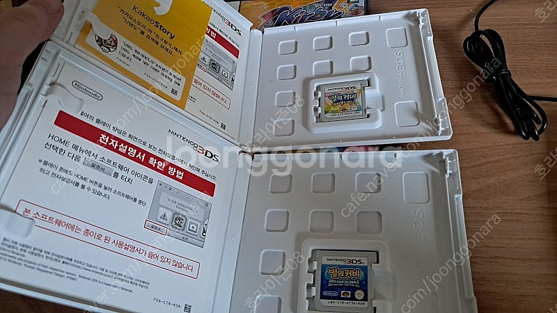 닌텐도 3ds XL 블랙 + 커비 곽팩 4개--4