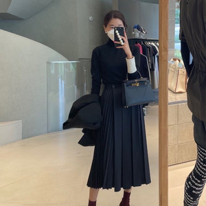 Greyisnewblack 비그레이 더블 플리츠 스커트