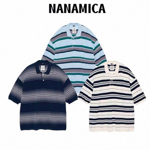 좌쓰 Nanamica Stripe polo Shirt 나나미카 스트라이프 폴로 카라넥 반팔 티셔츠