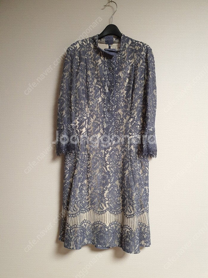 한섬 마인 mine 레이스 원피스 셔링 원피스 핑크 니트 탑--2