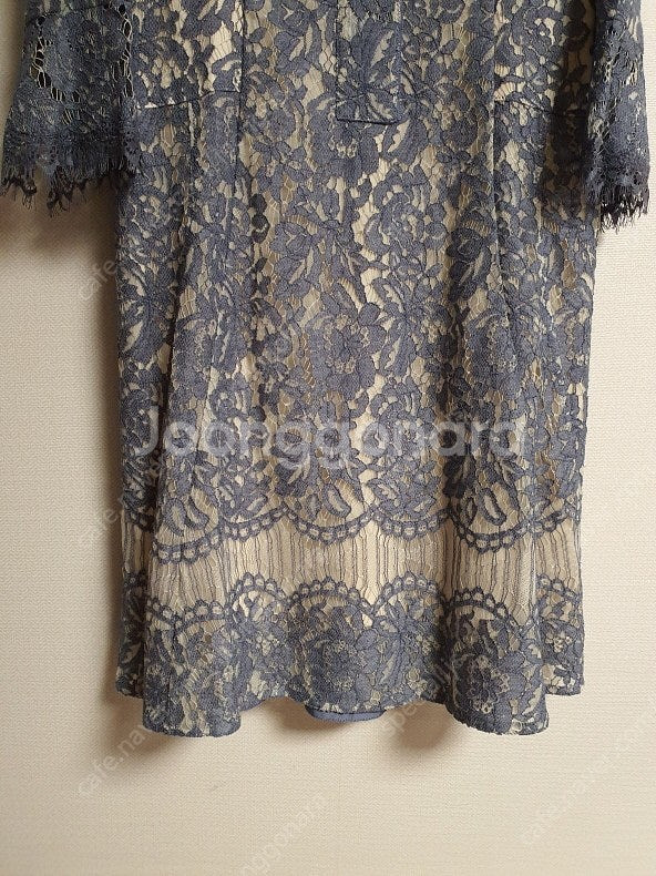 한섬 마인 mine 레이스 원피스 셔링 원피스 핑크 니트 탑--8