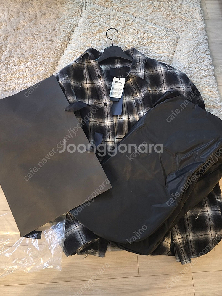 준지 25ss아가일 셔츠 블랙46사이즈--1