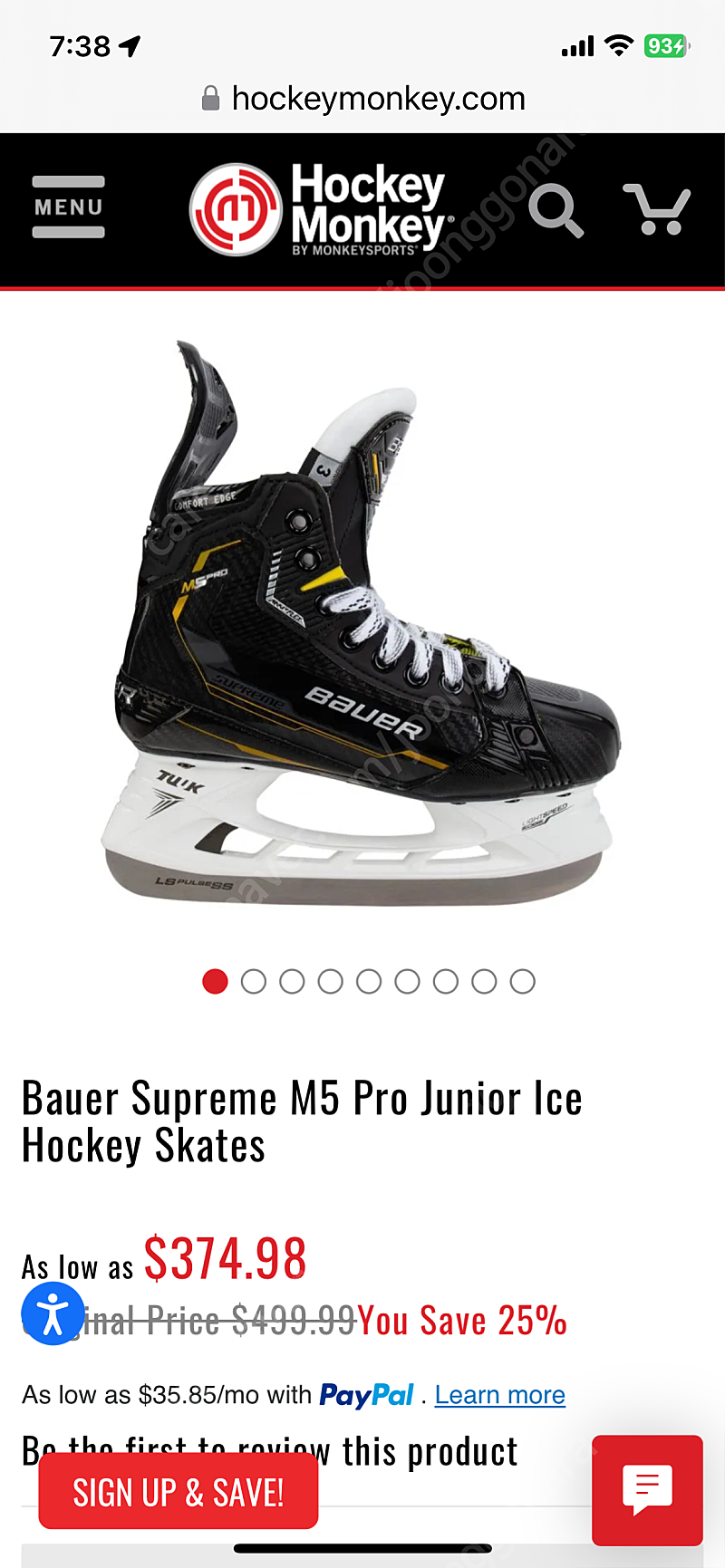 Bauer Supreme M5 PRO Skate Youth 바우어 아이스하키 스케이트 M5 프로 유스 13.5 사이즈 판매해요
