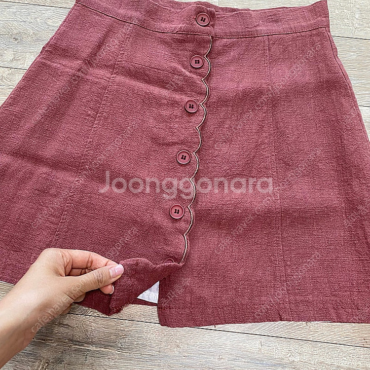에잇세컨즈 물결 단추 스커트 인디핑크--2