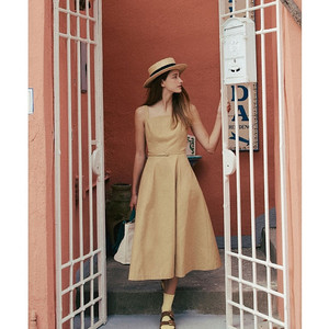 AMALFI Sleeveless belted long one piece 다크베이지 55사이즈
