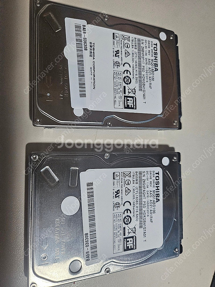 도시바 2.5인치 hdd 1TB 2개 팝니다.--0