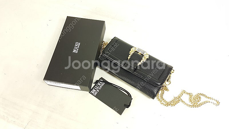 베르사체 꾸뛰르 검정색 가죽 여성 체인 장지갑 정품 베...--8