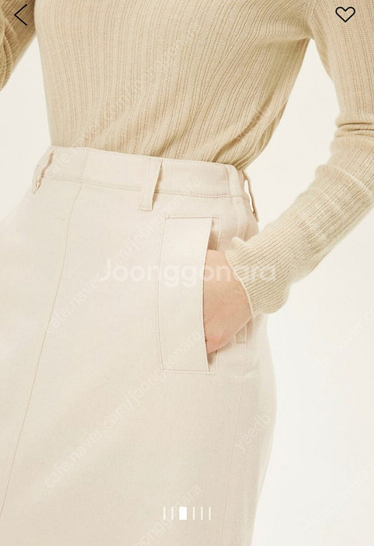 한섬 타임 슬릿 데님 스커트 오트밀 롱스커트 더캐시미어...--7