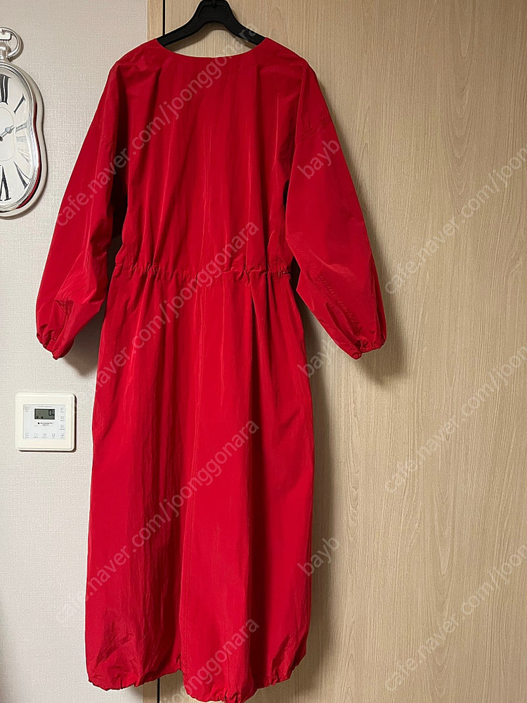 엔오르 ENOR 퍼프 슬리브 스트링 드레스 레드 바스락 롱원피스 셀프웨딩 유색드레스 이미지