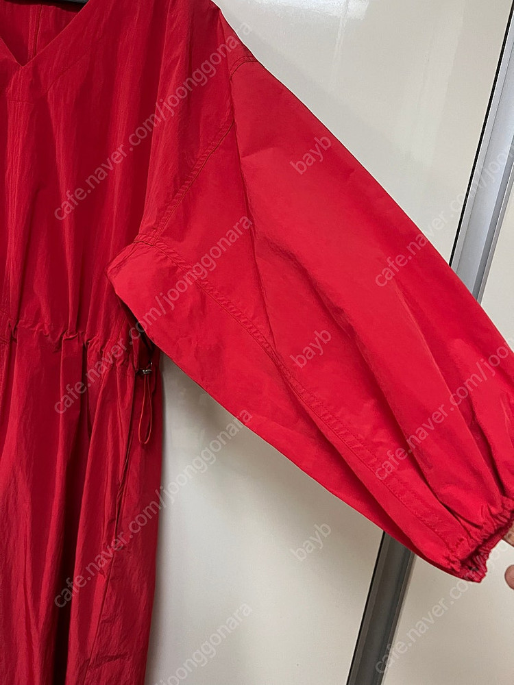 엔오르 ENOR 퍼프 슬리브 스트링 드레스 레드 바스락 롱원피스 셀프웨딩 유색드레스 이미지