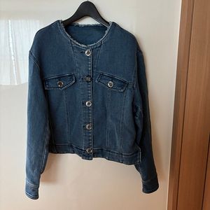 버튼 크롭 청자켓 데님 점퍼 올드머니룩 오피스코어 타임마인랑방스타일