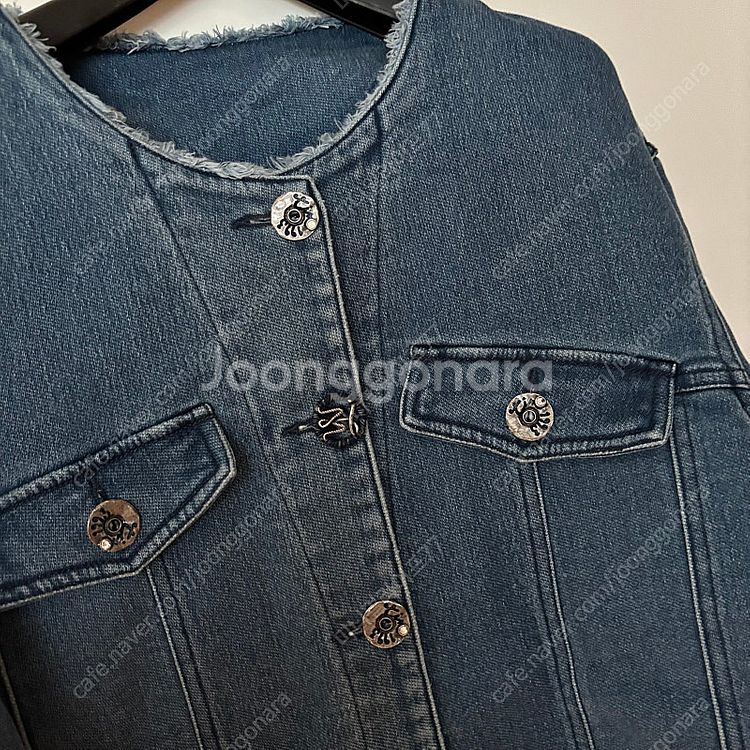 버튼 크롭 청자켓 데님 점퍼 올드머니룩 오피스코어 타임...--2