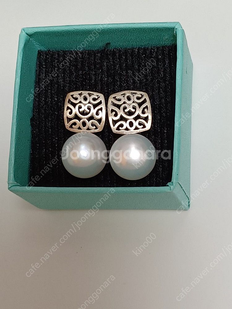 담수진주 실버 스퀘어 귀걸이 11mm--1