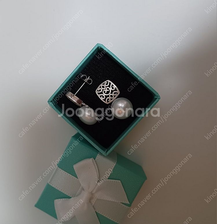 담수진주 실버 스퀘어 귀걸이 11mm--2