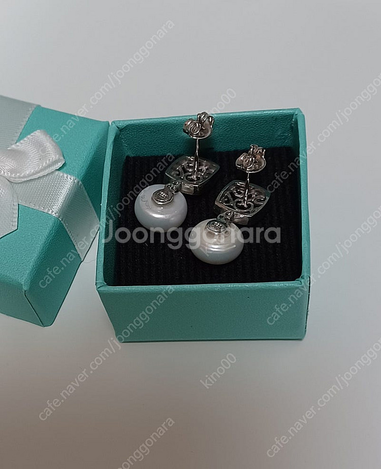담수진주 실버 스퀘어 귀걸이 11mm--3