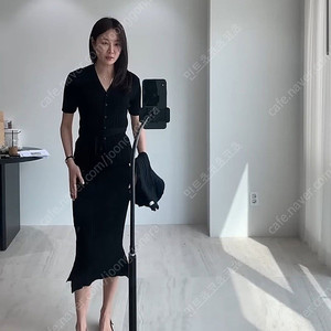 sie 보브 벨티드 가디건, 머메이드 스커트 블랙