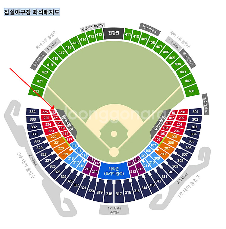 4/13 일요일 LG vs 두산 3루 레드 122블록 ...--0