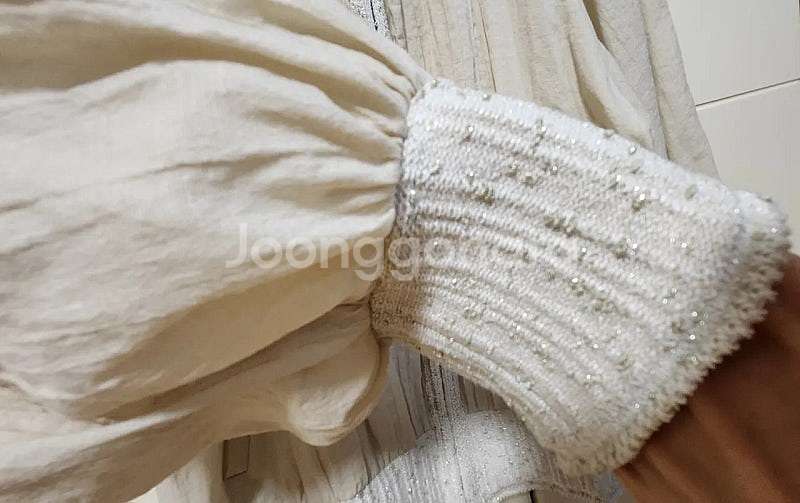 한섬 랑방컬렉션 글리터 멜란지 트리밍 라인 점퍼--4