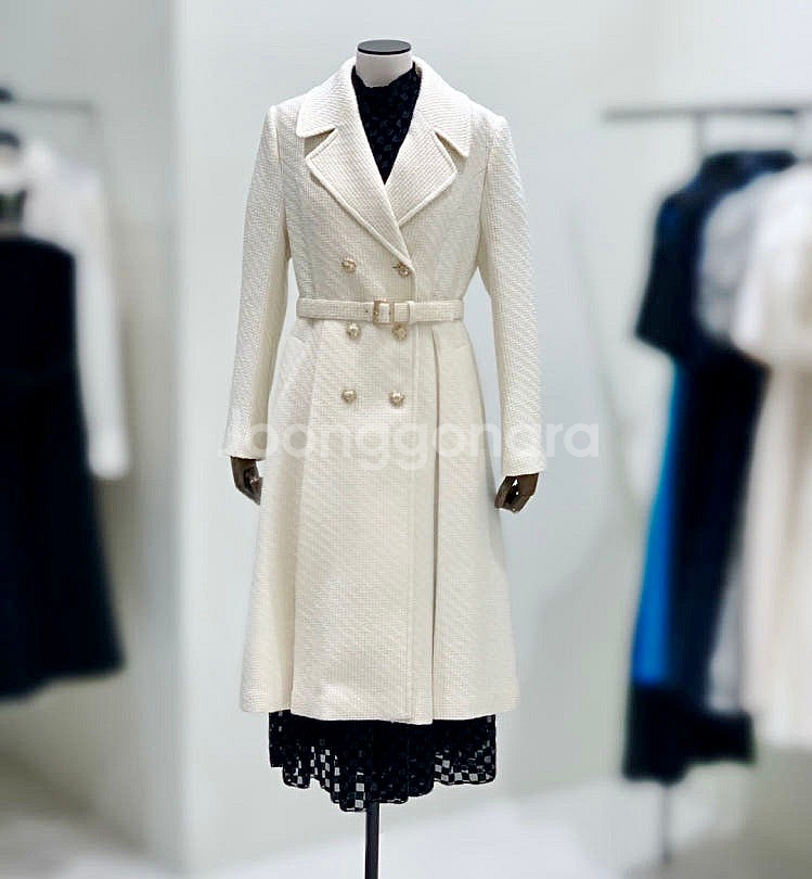 모조에스핀 고급 아이보리 벨트셋트 롱코트--0