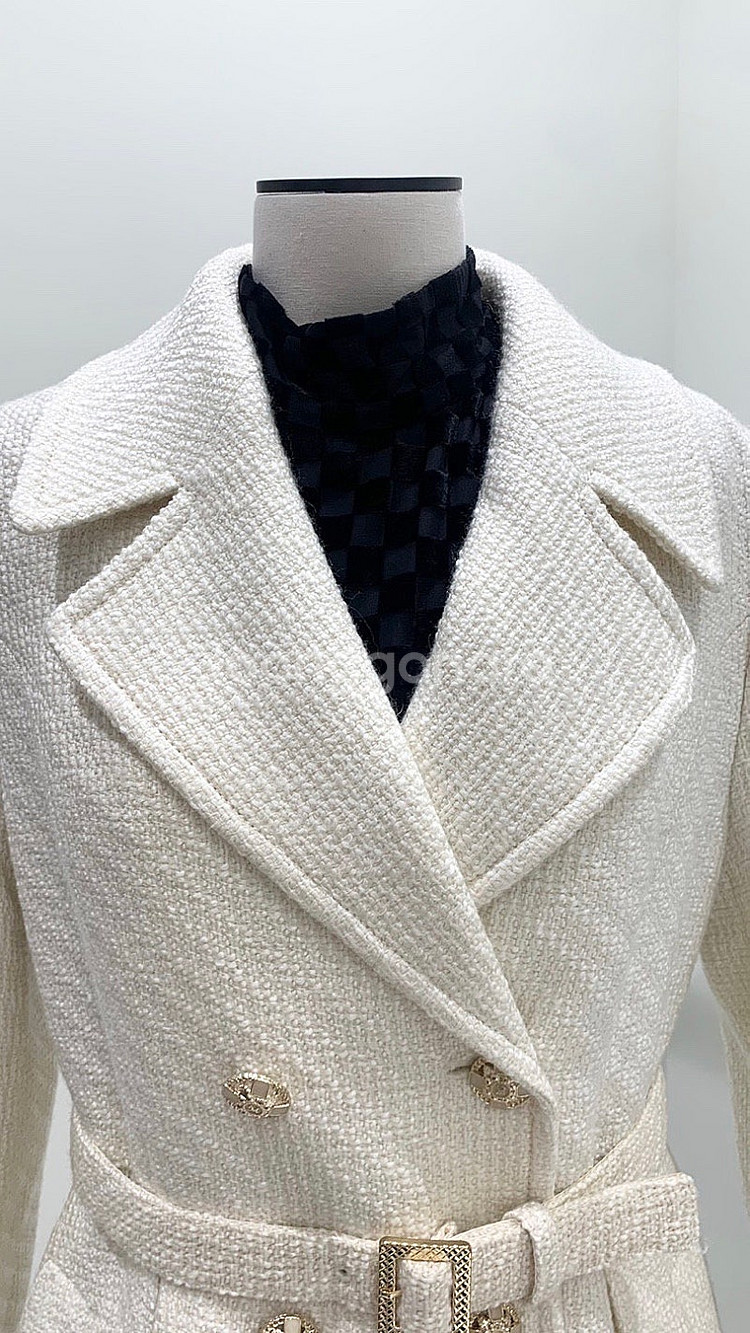 모조에스핀 고급 아이보리 벨트셋트 롱코트--3