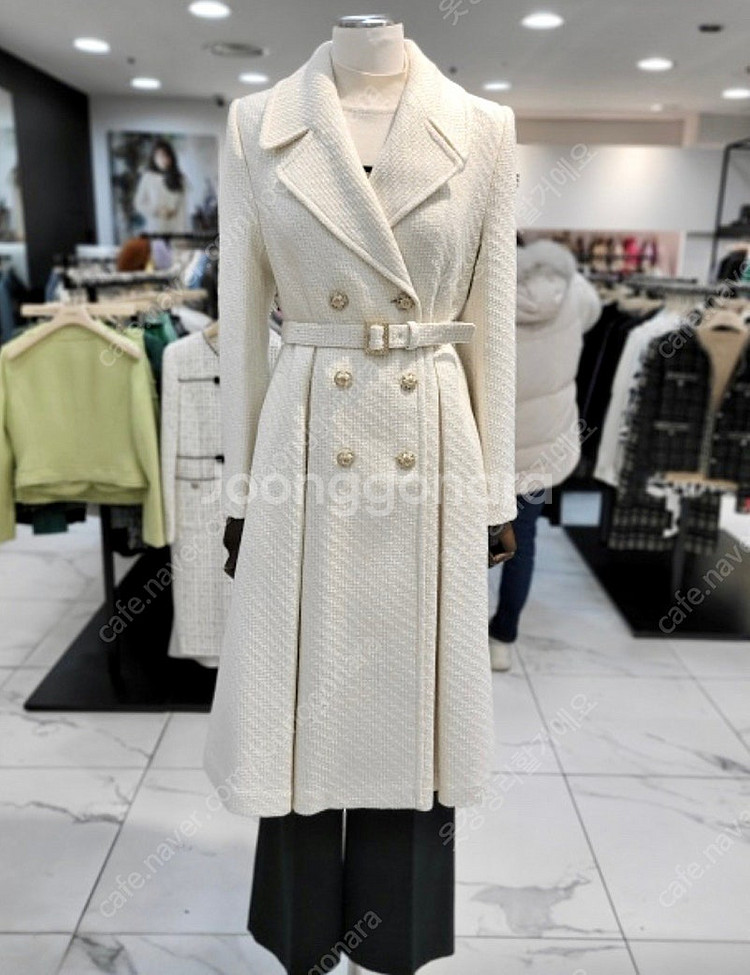 모조에스핀 고급 아이보리 벨트셋트 롱코트--9