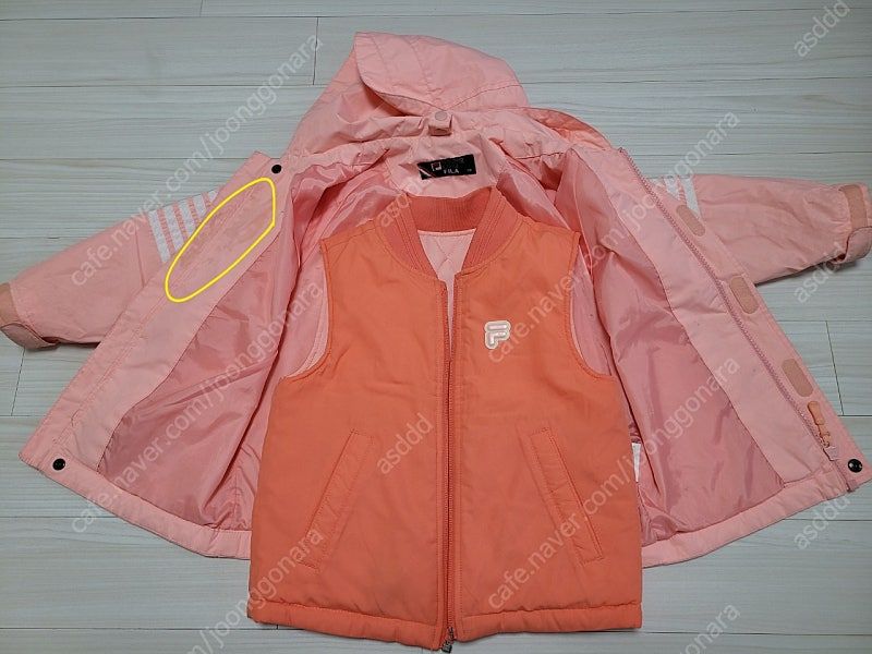 바람막이 100 (+탈착가능 퀼팅조끼) 휠라키즈 필라 FILA 휠라 경량패딩 유아바람막이 어린이바람막이 유아동 키즈 이미지