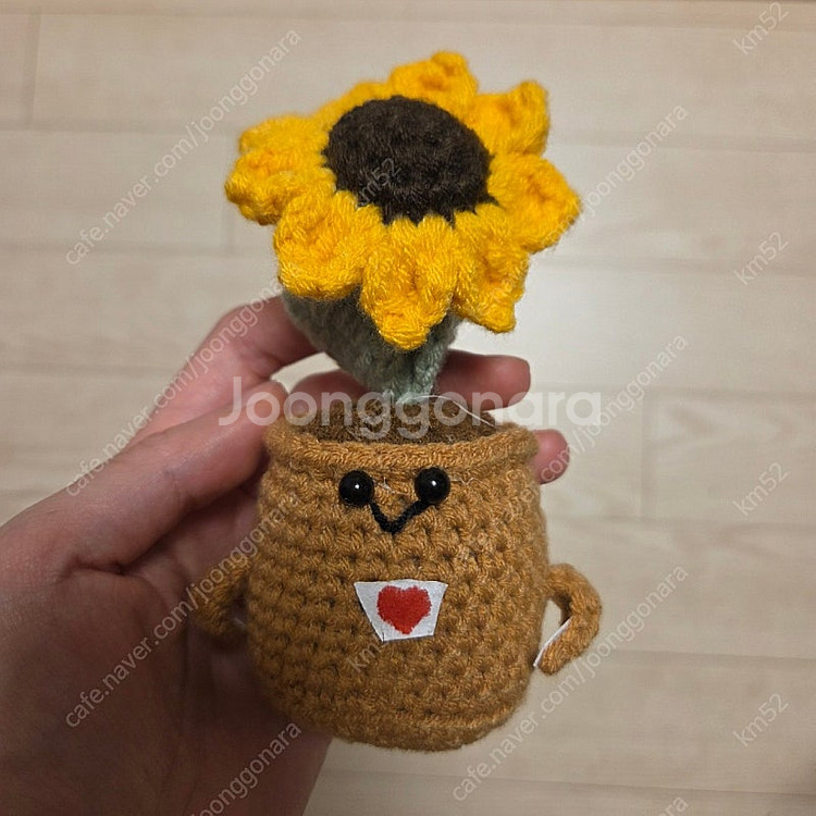 해바라기 꽃 미니 화분 뜨개식물 (새상품)--0