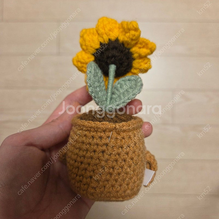 해바라기 꽃 미니 화분 뜨개식물 (새상품)--1