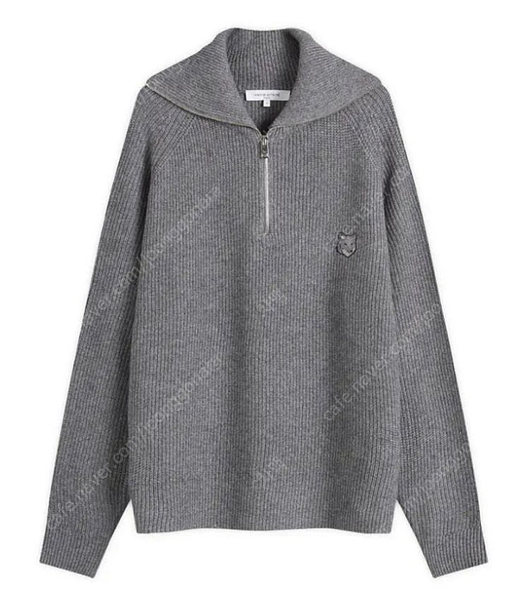 메종키츠네 하프 집업 니트 그레이 M--0
