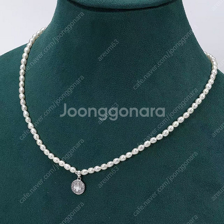 천연 담수 진주 목걸이_한가지 색--1