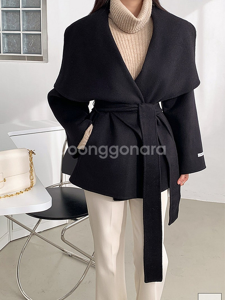 캐시미어 코트 새제품 블랙 free 55-66--2
