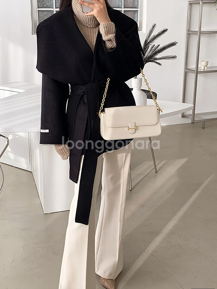 캐시미어 코트 새제품 블랙 free 55-66--3