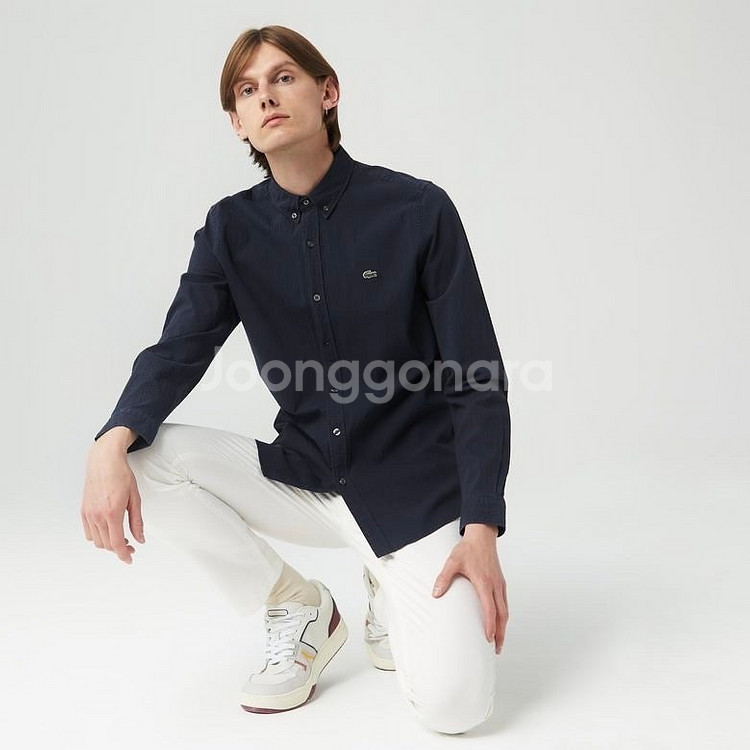 Lacoste 라코스테 신형 네이비 코튼 옥스퍼드 셔츠...--3
