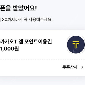 (거래완료) 카카오T 앱 포인트 이용권