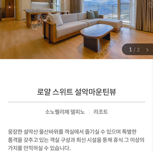 소노펠리체 델피노 5/1(목)~5/3(토) 로얄 설악마운틴뷰 (2박)