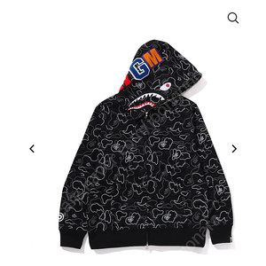 (새상품) 25 신상 베이프 샤크 후드 집업 Neon Camo Shark Full Zip Hoodie