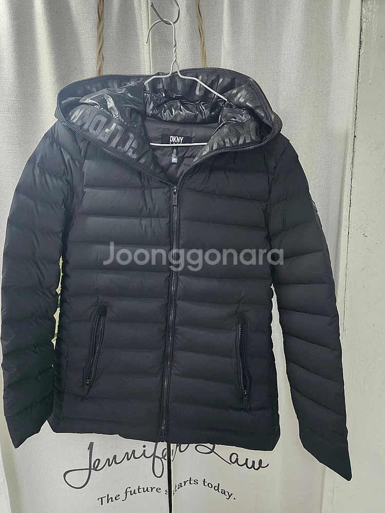 dkny 블랙 후드 구스 경량패딩95--0