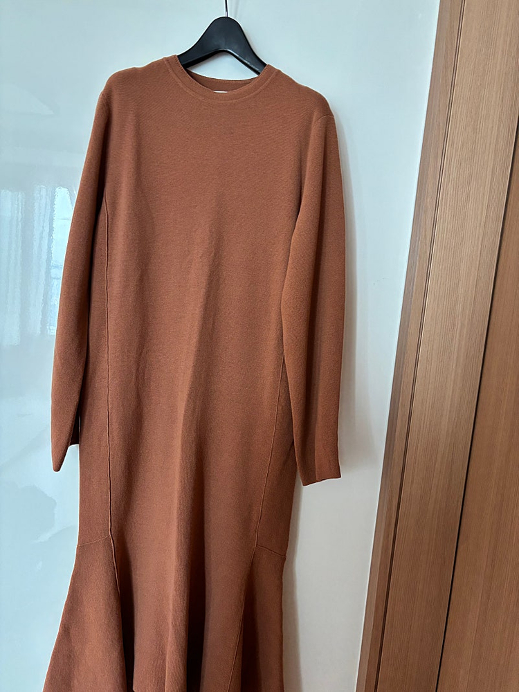 타임 언발란스 니트 프릴 원피스 롱원피스 올드머니룩 맘룩 등원룩 한섬 TIME--3