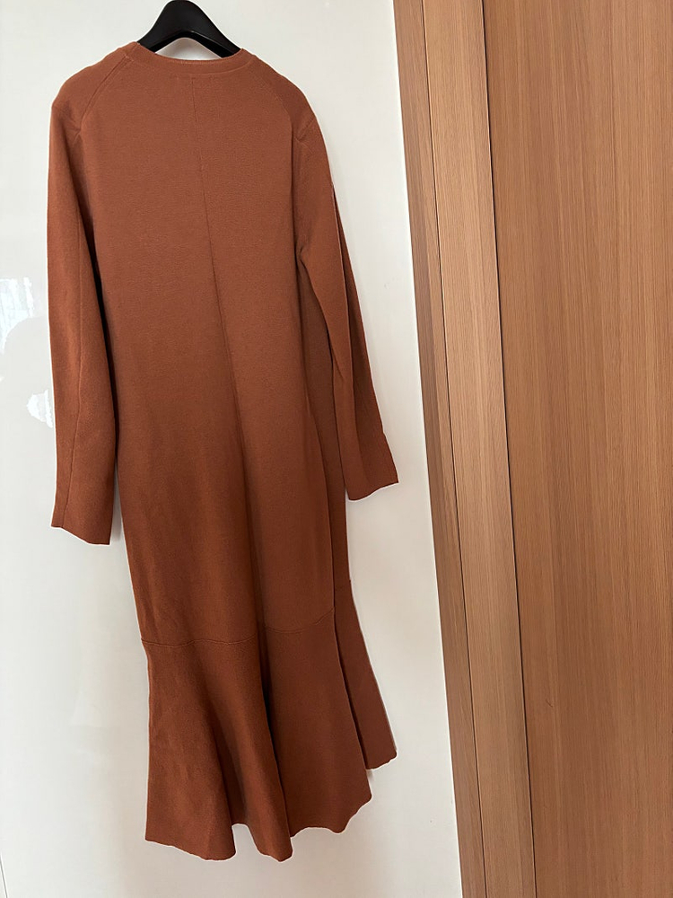 타임 언발란스 니트 프릴 원피스 롱원피스 올드머니룩 맘룩 등원룩 한섬 TIME--8