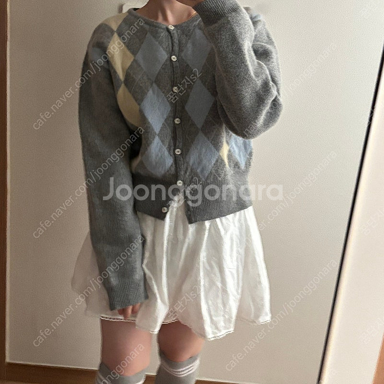언더비 메이비 아가일 가디건 올드머니룩 드뮤어룩 출근룩...--2