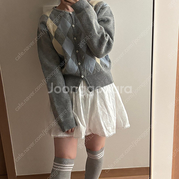 언더비 메이비 아가일 가디건 올드머니룩 드뮤어룩 출근룩...--3