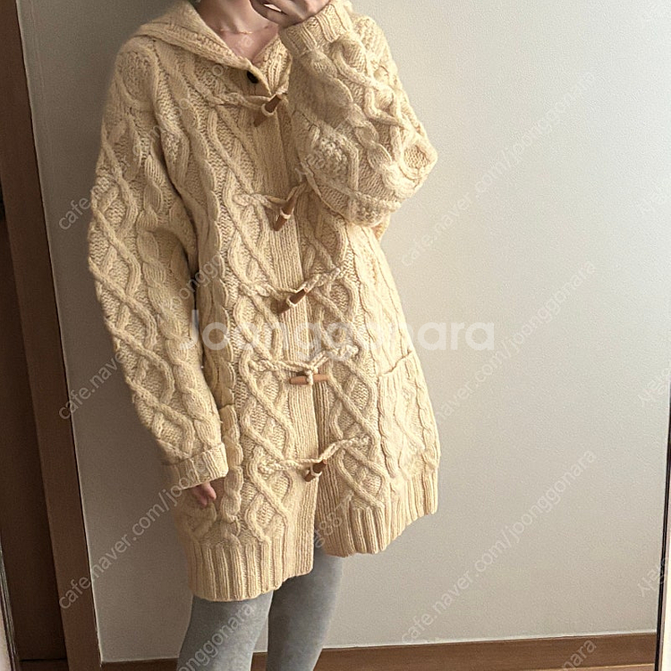 핸드메이드 떡볶이 빈티지 케이블 꽈배기 후드 니트 더플...--1