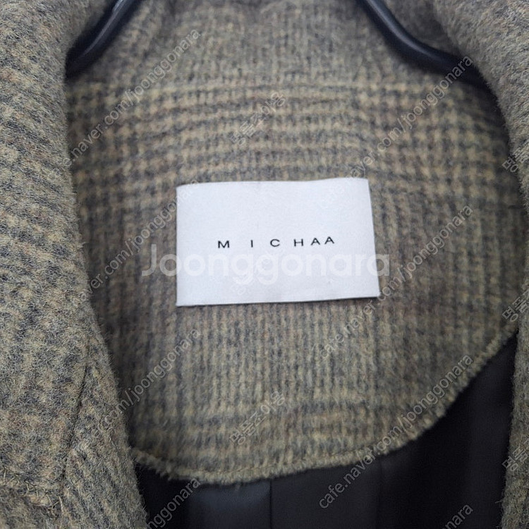 MICHAA 미샤 캐시미어 울 여성 체크 코트 상태좋음--3
