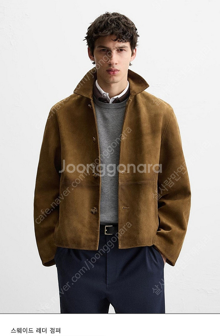 자라 24fw 리얼 스웨이드 레더 점퍼 M--0