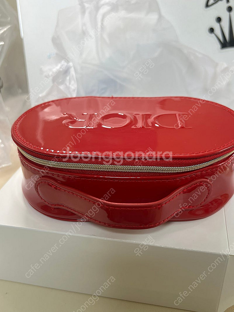 디올 뷰티 에나멜 레드 파우치 코스메틱 파우치--2