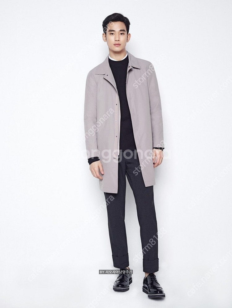 100호 김수현 지오지아 남성 블랙 맥코트 남자 트렌치...--1