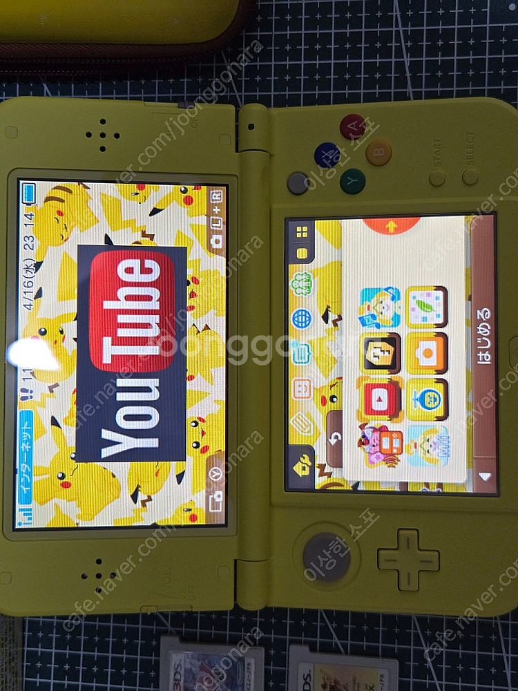 new 닌텐도 3DS LL 피카츄 옐로 + 구성품 일체--3
