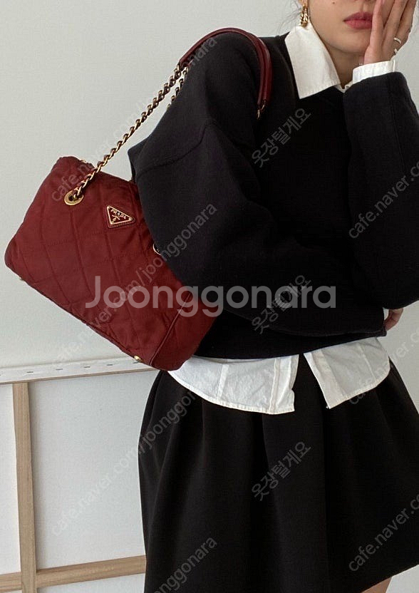 프라다 정품 체인 숄더 퀼팅백--0